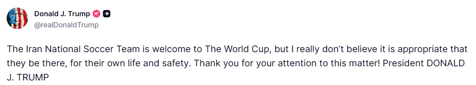 Trump's post in Truth