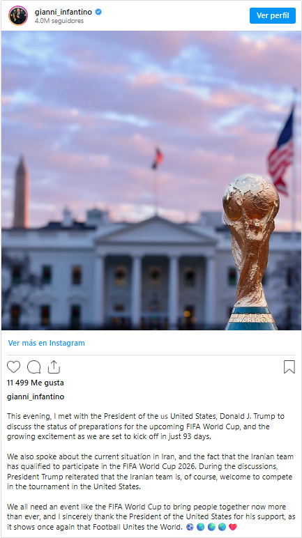 Infantino's Instagram post