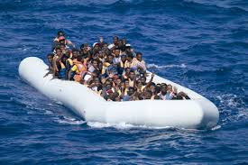 Immigrant raft crossing into Europe