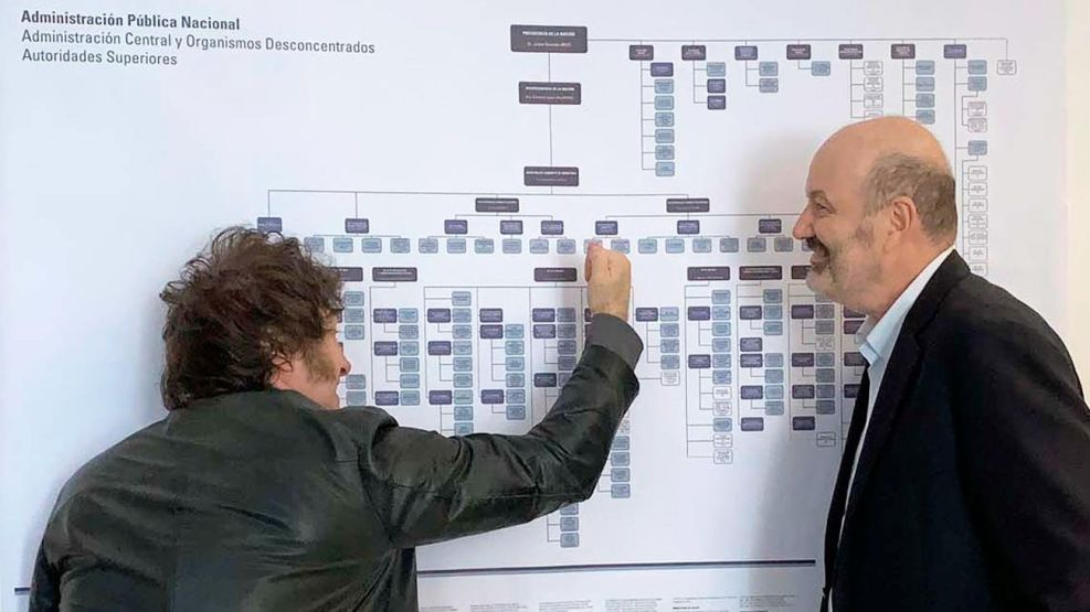 Javier Milei junto al ministro Federico Sturzenegger.