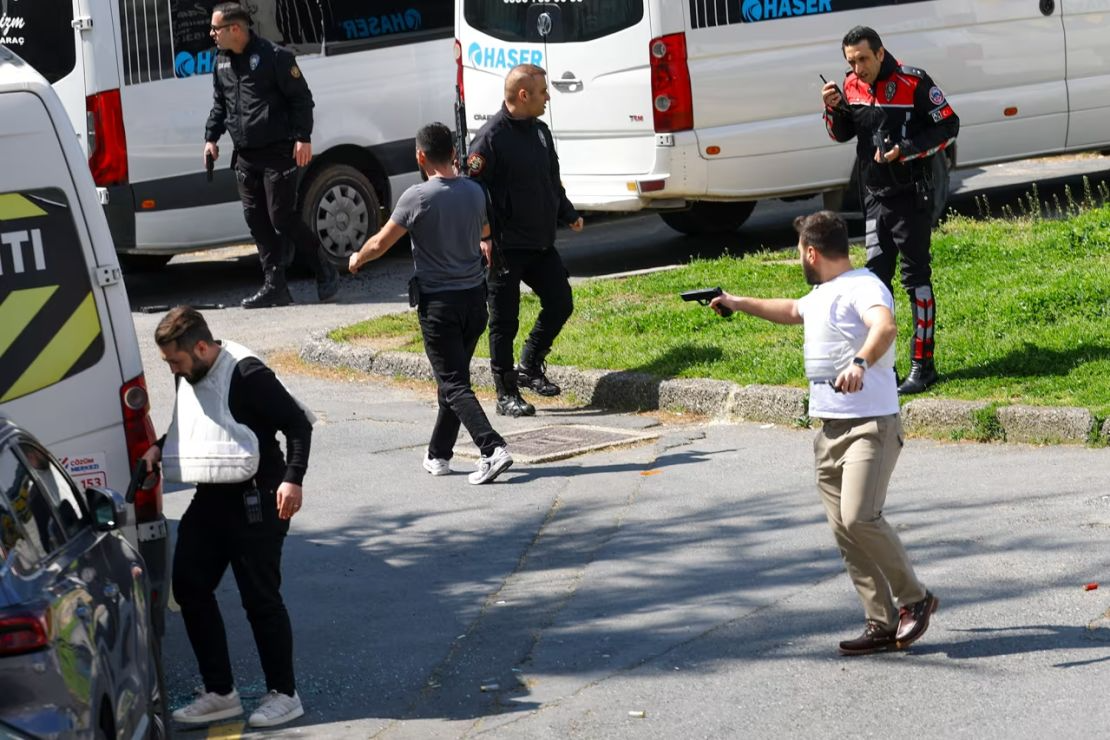 Turkish authorities arriving at the shooting