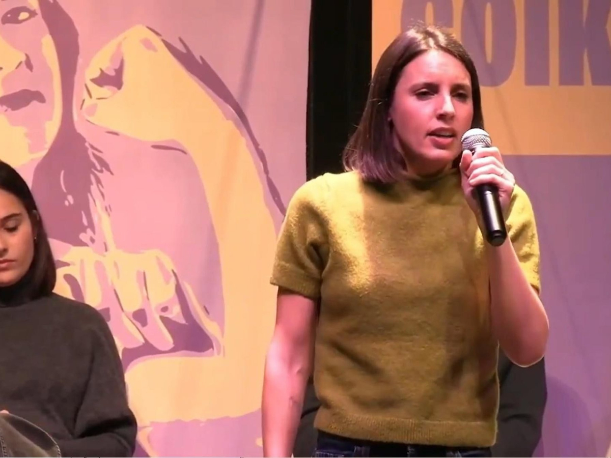 Irene Montero en la concentración de Podemos en Zaragoza
