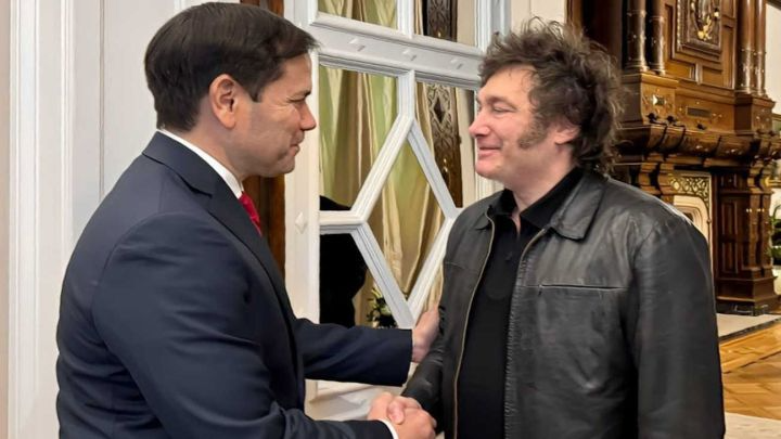 El Secretario de Estado Marco Rubio junto al presidente Javier Milei