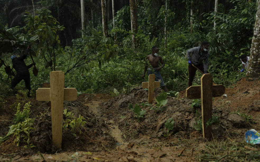 The victims of the attack being buried