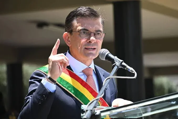 The Bolivian president Rodrigo Paz
