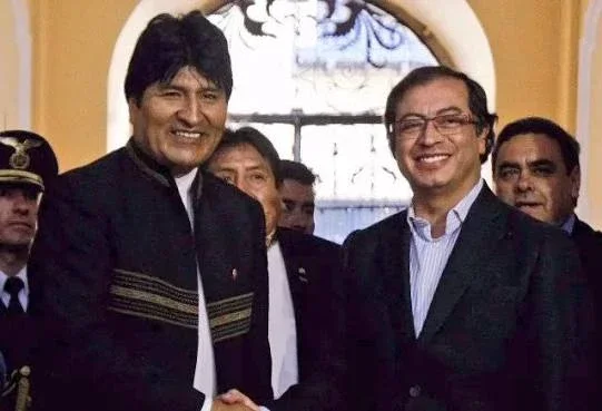 El ex dictador Evo Morales junto a Gustavo Petro