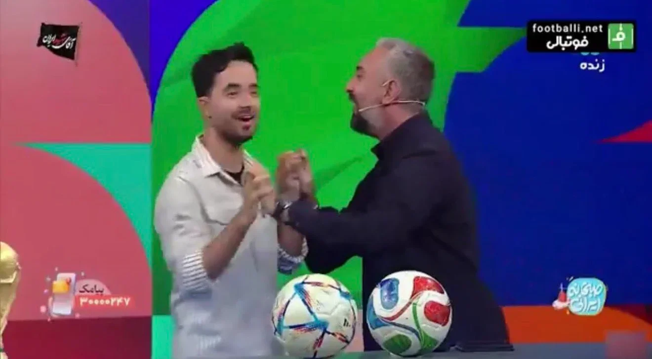 The presenters reacting to Algeria's goal