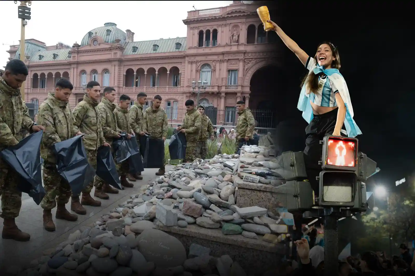 The stones in tribute to the victims of COVID-19 were removed preventively from Plaza de Mayo