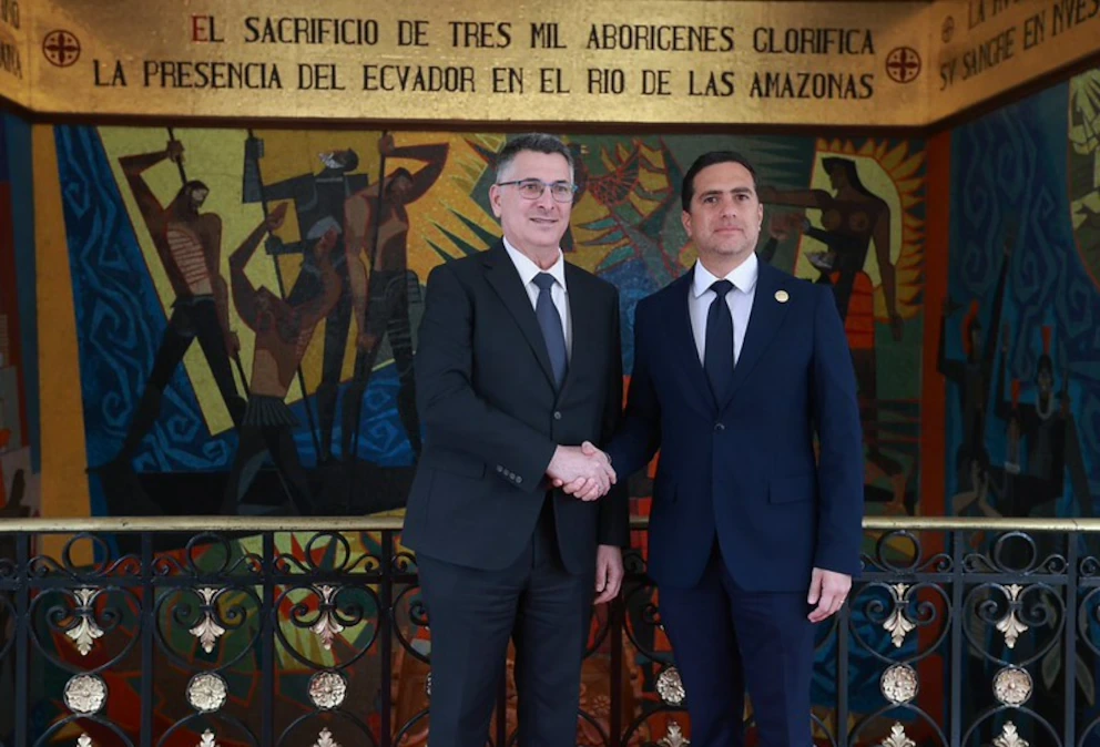 Los cancilleres de Israel y Ecuador, Gideon Sa’ar y Roberto Kury