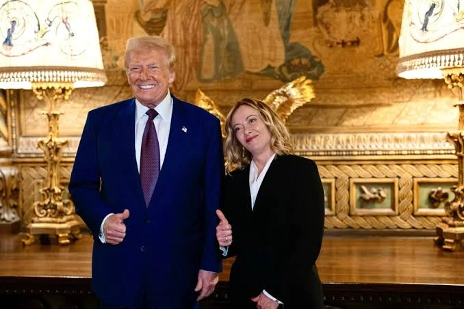 Donald Trump alongside Georgia Meloni