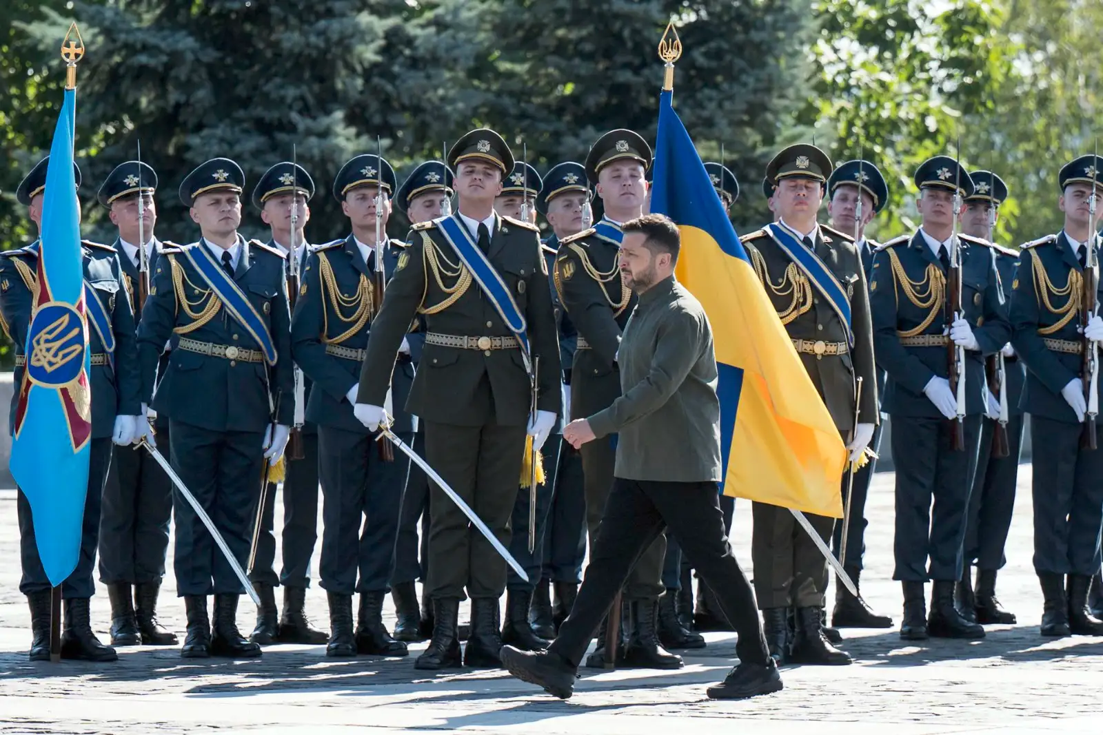 El presidente Volodímir Zelensky en la conmemoración de la independencia ucraniana