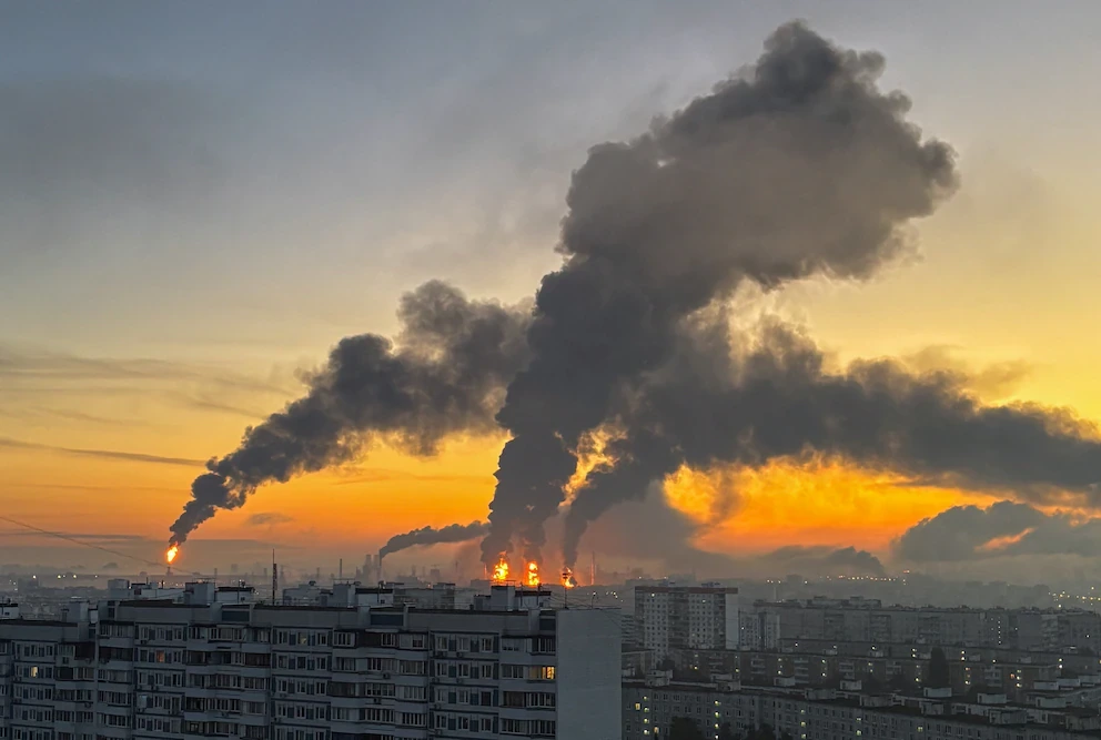 Refinerías rusas en Moscú despues de ser atacadas