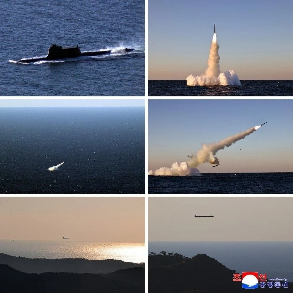 Fotos de pruebas militares norcoreanas donde submarinos lanzan misiles
