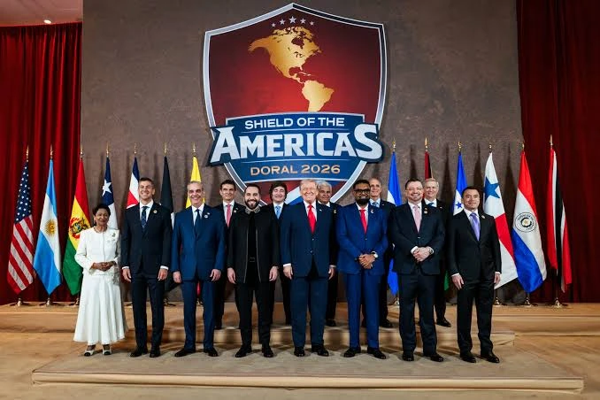 Donald Trump junto a los presidentes miembros del Escudo de las Américas