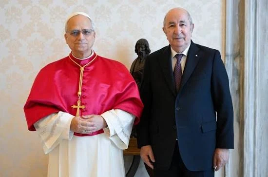 Pope Leo XIV with the President of Algeria Abdelmadjid Tebboune