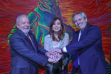 El presidente Lula da Silva con Alberto Fernández y Cristina Kirshner