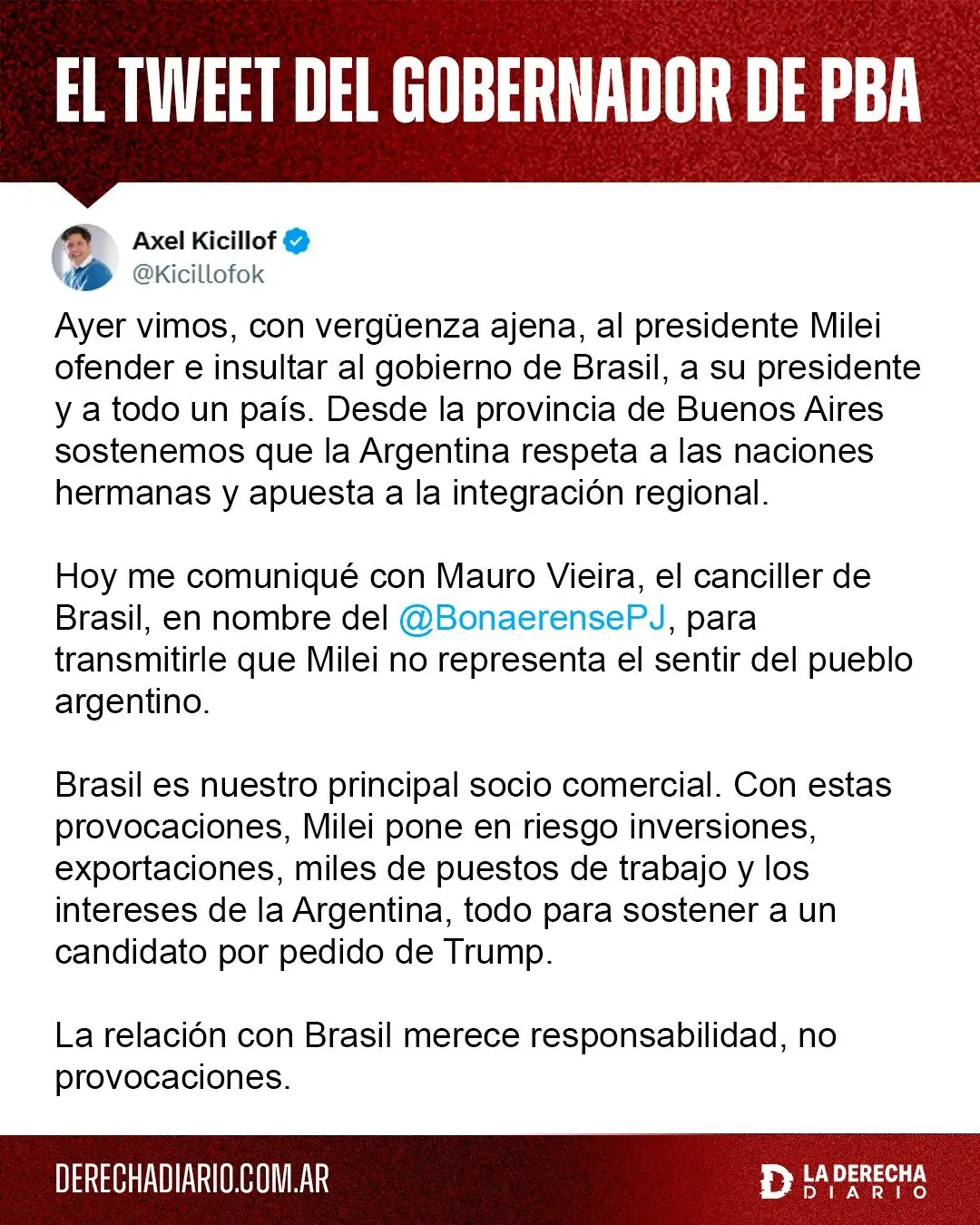 El post de Axel Kicillof.