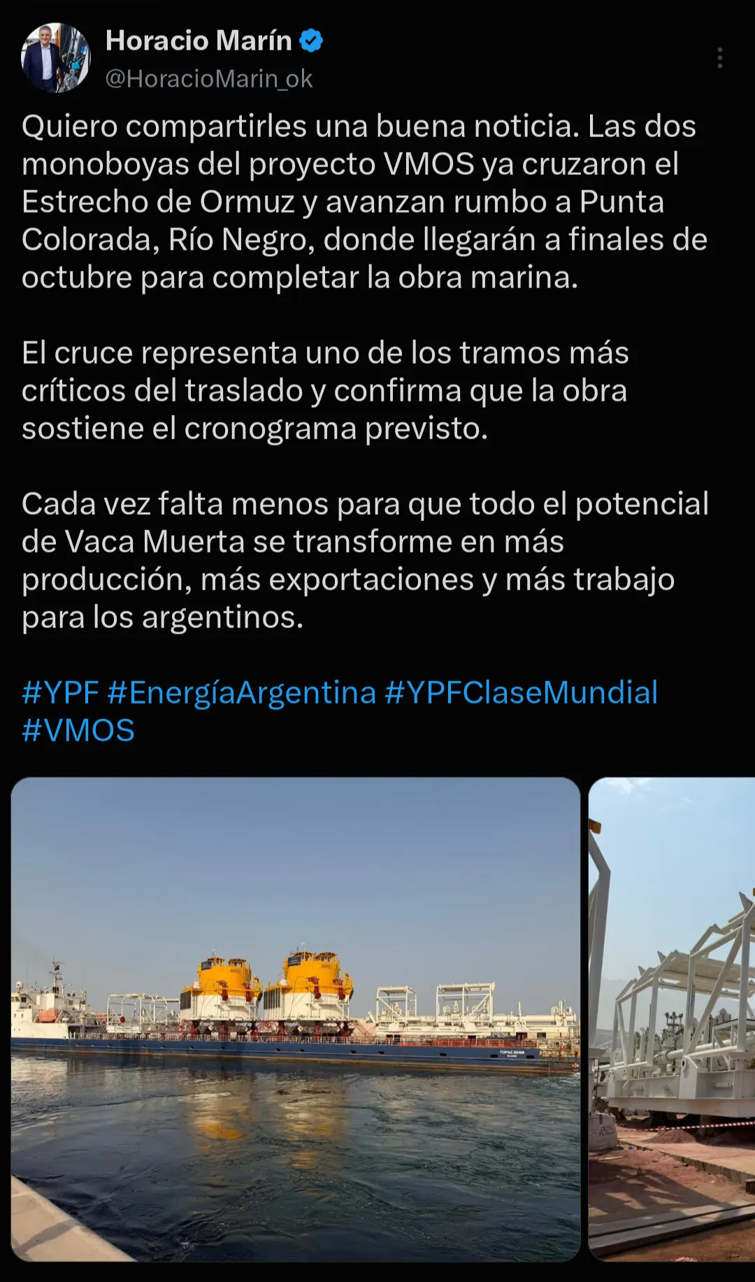 El post de Horacio Marín en X.