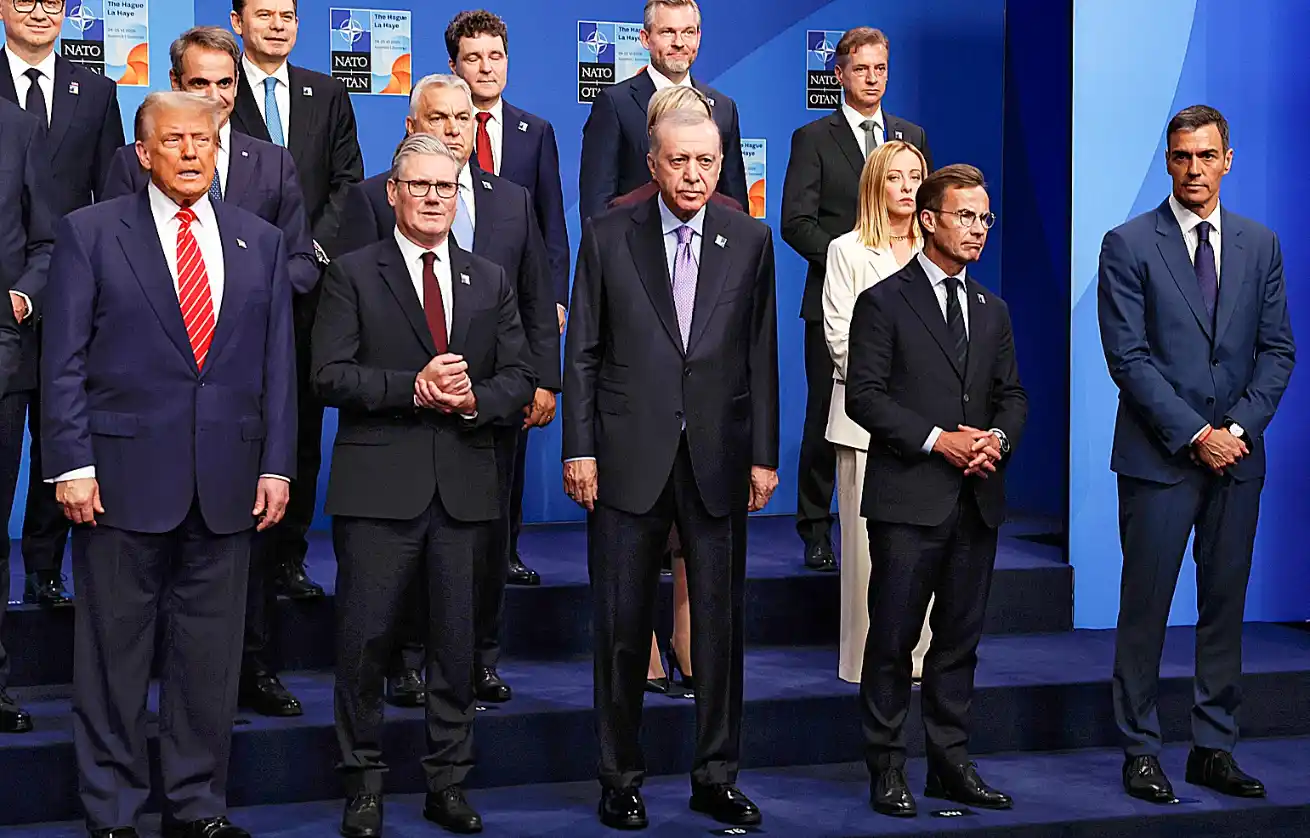 Trump y los líderes europeos presentes en una conferencia de la OTAN hace algunos meses. 