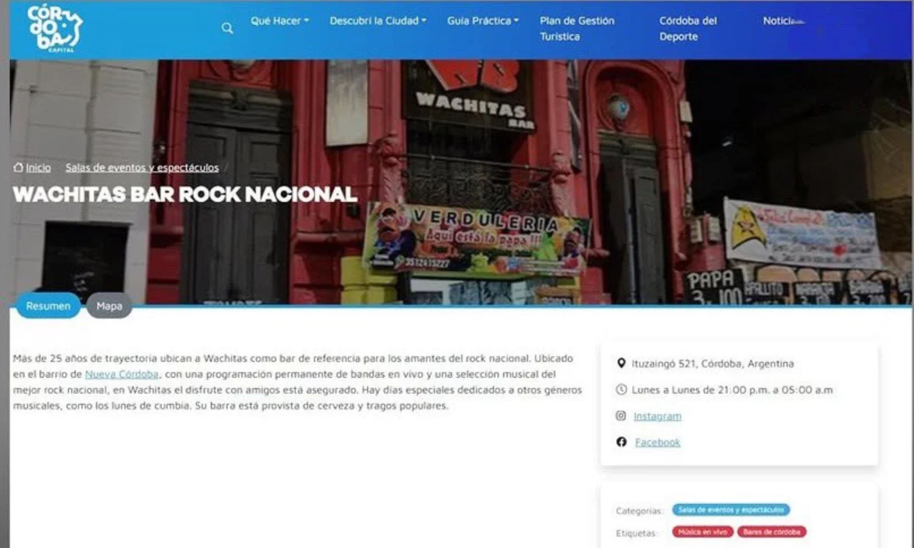Wachitas bar era promocionado por la Municipalidad de Córdoba