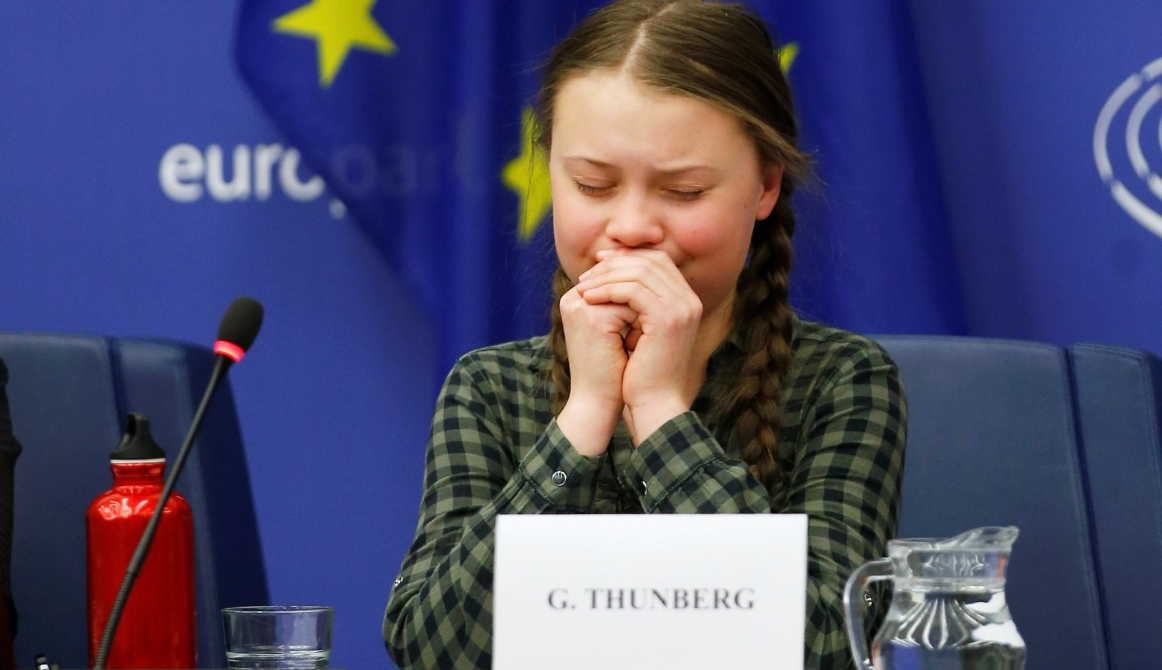Greta Thunberg cries.