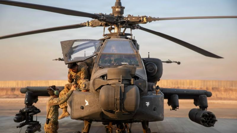 An Apache helicopter from the U.S. forces