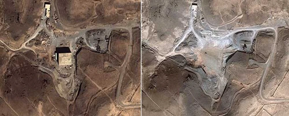 Al-Kibar before and after the bombing in 2008