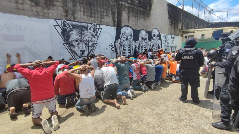 Graffiti and references to criminal gangs inside the prison