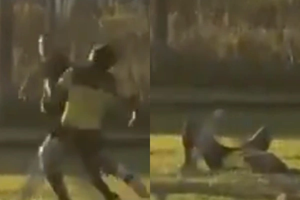 Violencia en el fútbol rosarino: un jugador noqueó a un árbitro en pleno partido y fue detenido