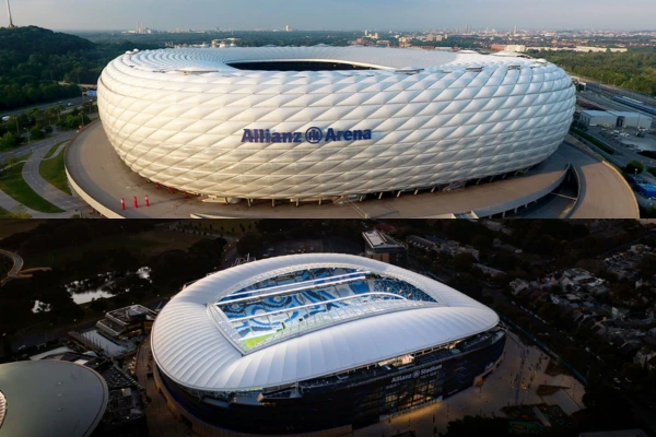 The Allianz Arena (above) and the Allianz Stadium (below)