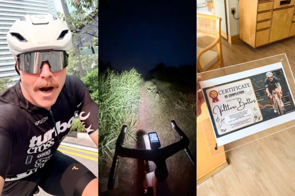 Impresionante: Valtteri Bottas llegó a Singapur desde Malasia en bicicleta