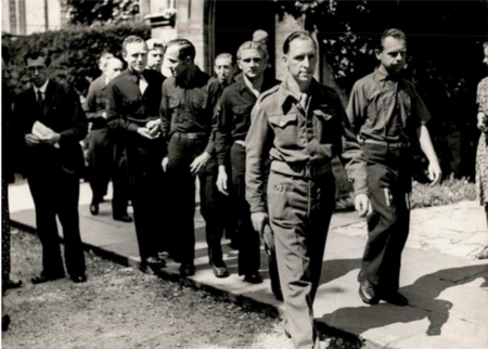 Prisoners of war from Trent after a religious service at Christ Church, Cockfosters