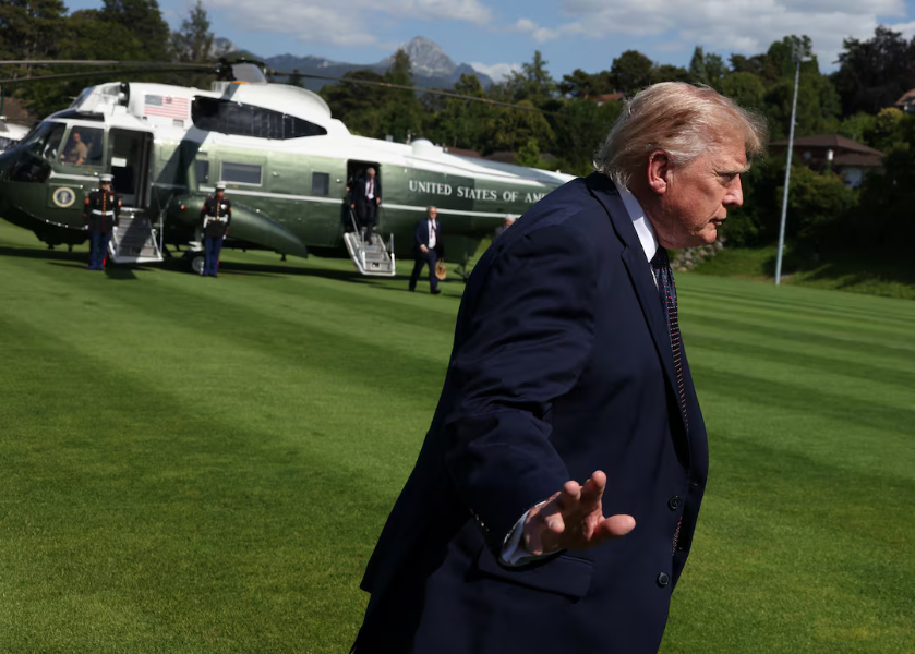 Trump boarding his flight to travel to France and attend the G7 that started on Monday