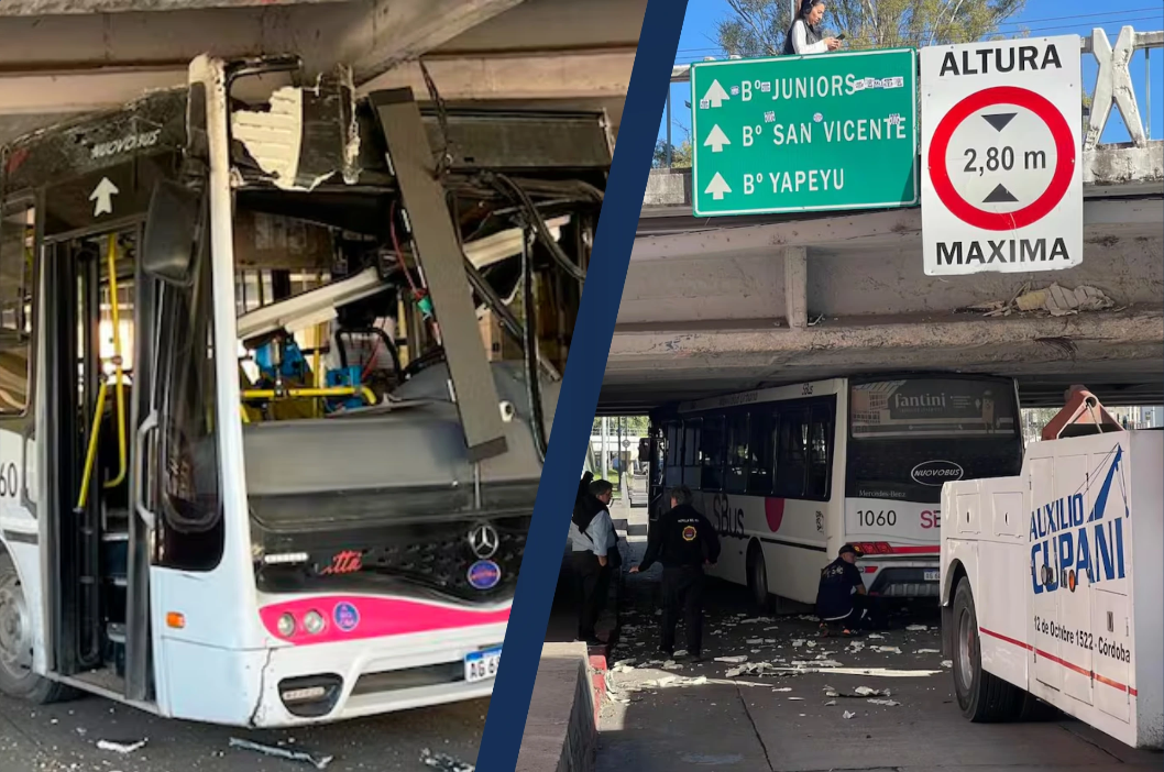 El caos de Passerini: un colectivo de SiBus destrozó su techo contra el Puente Sarmiento