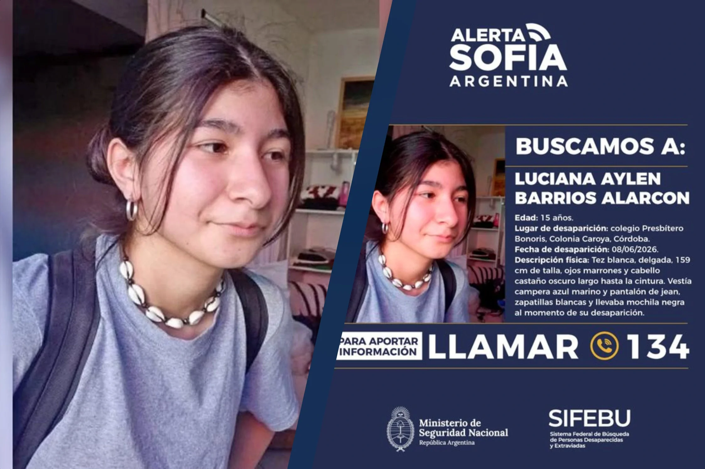 Urgente: Activaron la Alerta Sofía por la desaparición de una adolescente en Colonia Caroya
