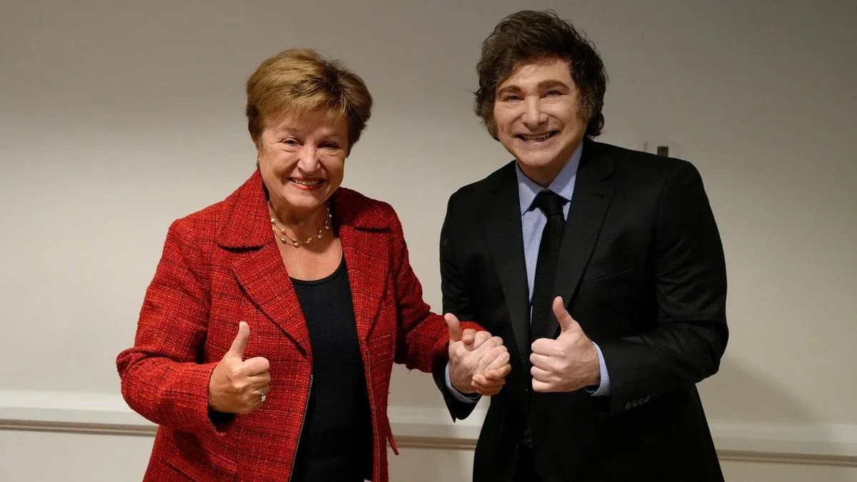 Milei alongside the director of the IMF, Kristalina Georgieva.
