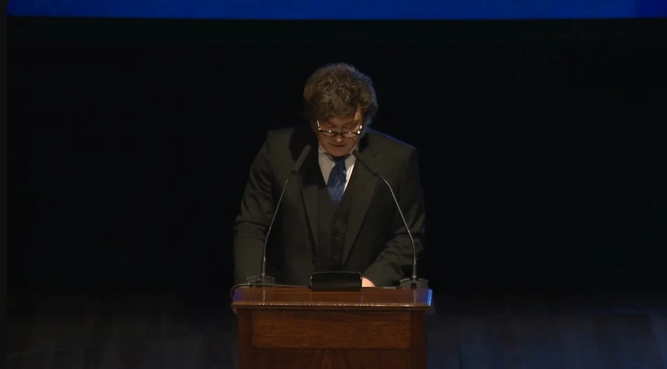 Javier Milei brindó un discurso de homenaje en el Palacio Libertad.