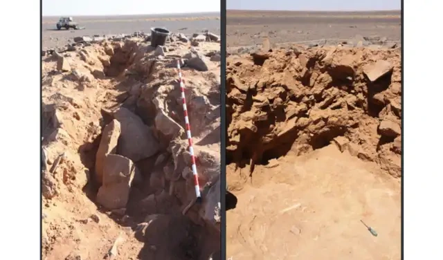Etapas de excavación del monumento funerario de Lawash el Telli