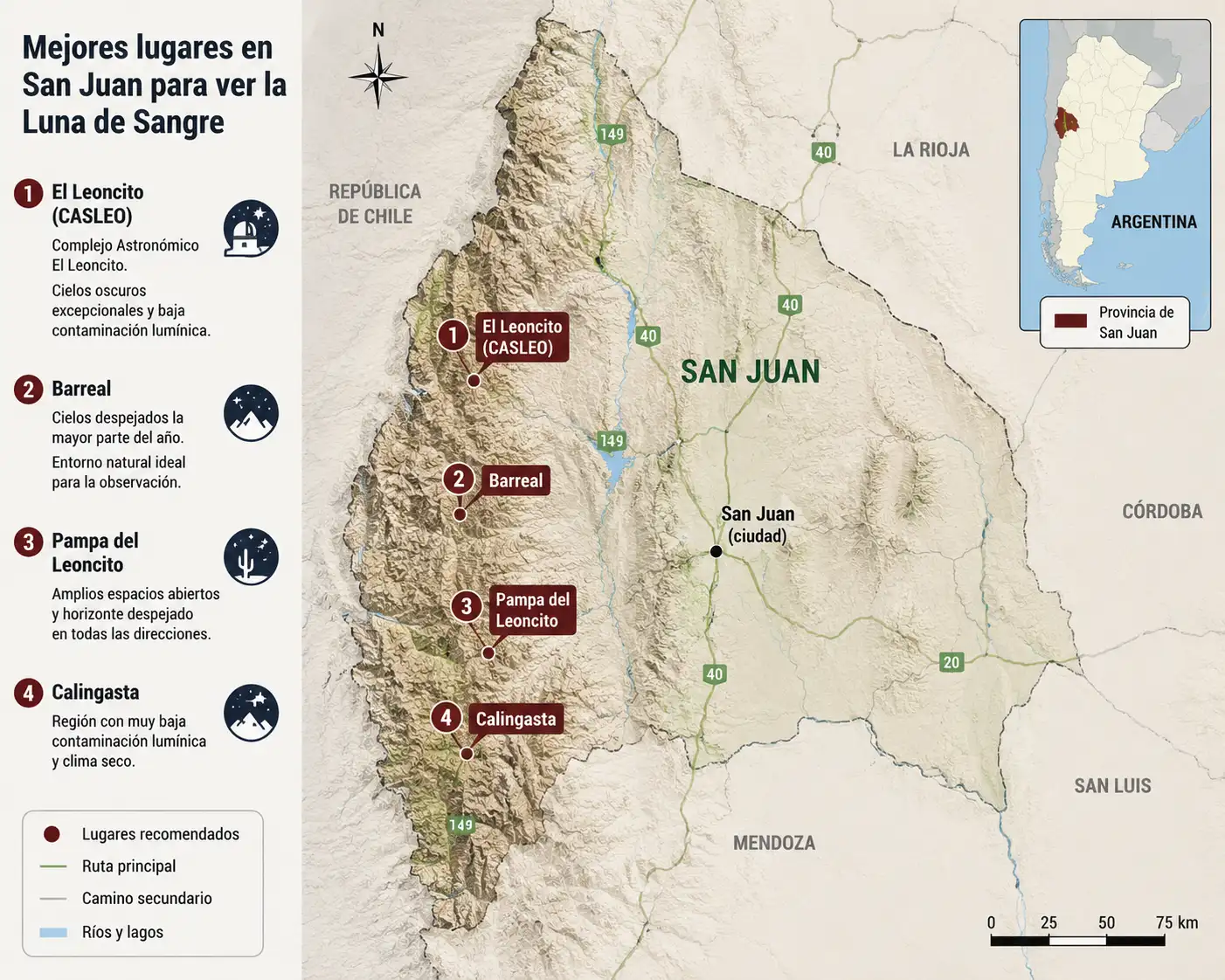 Mapa con los mejores lugares de San Juan para ver la Luna de Sangre