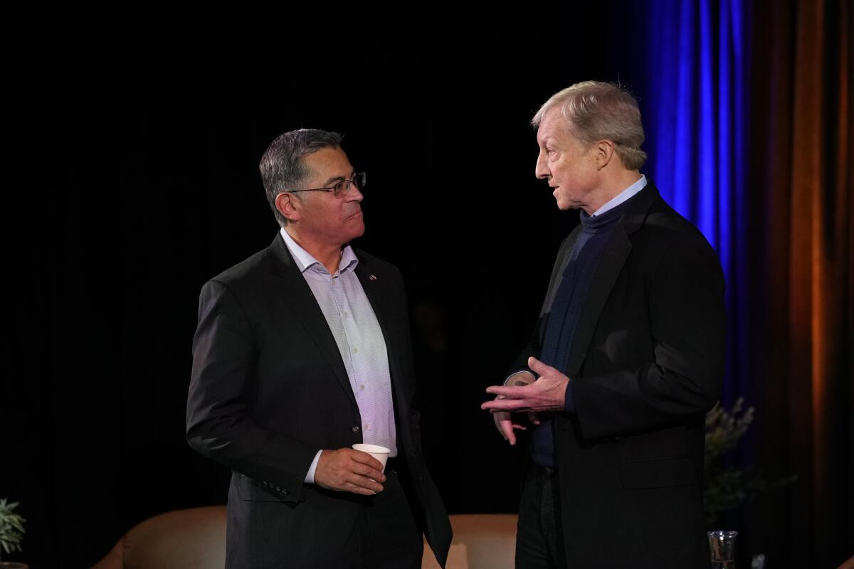 Xavier Becerra and Tom Steyer, the leading Democratic candidates for this primary election.