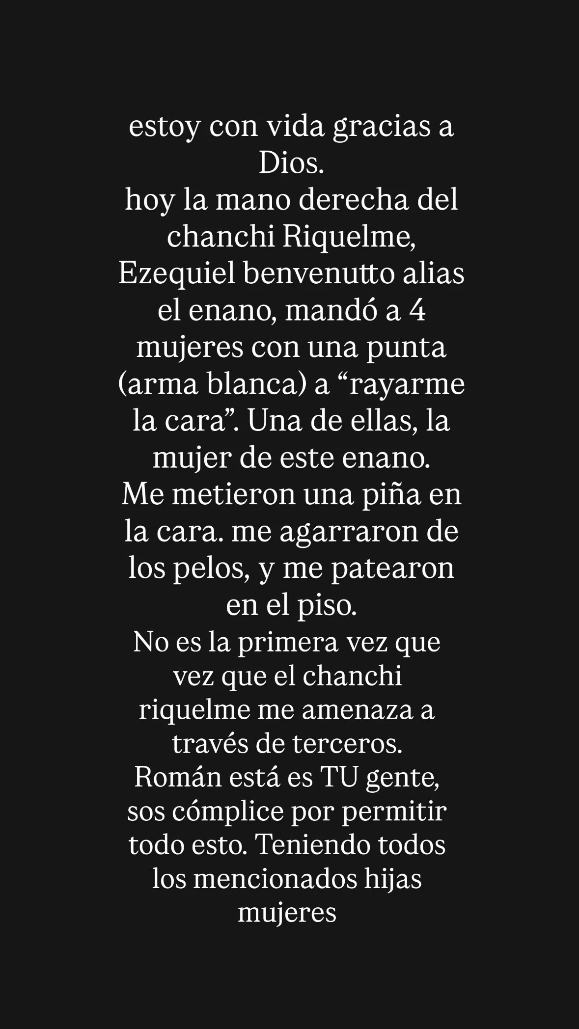 The influencer's post after the attack