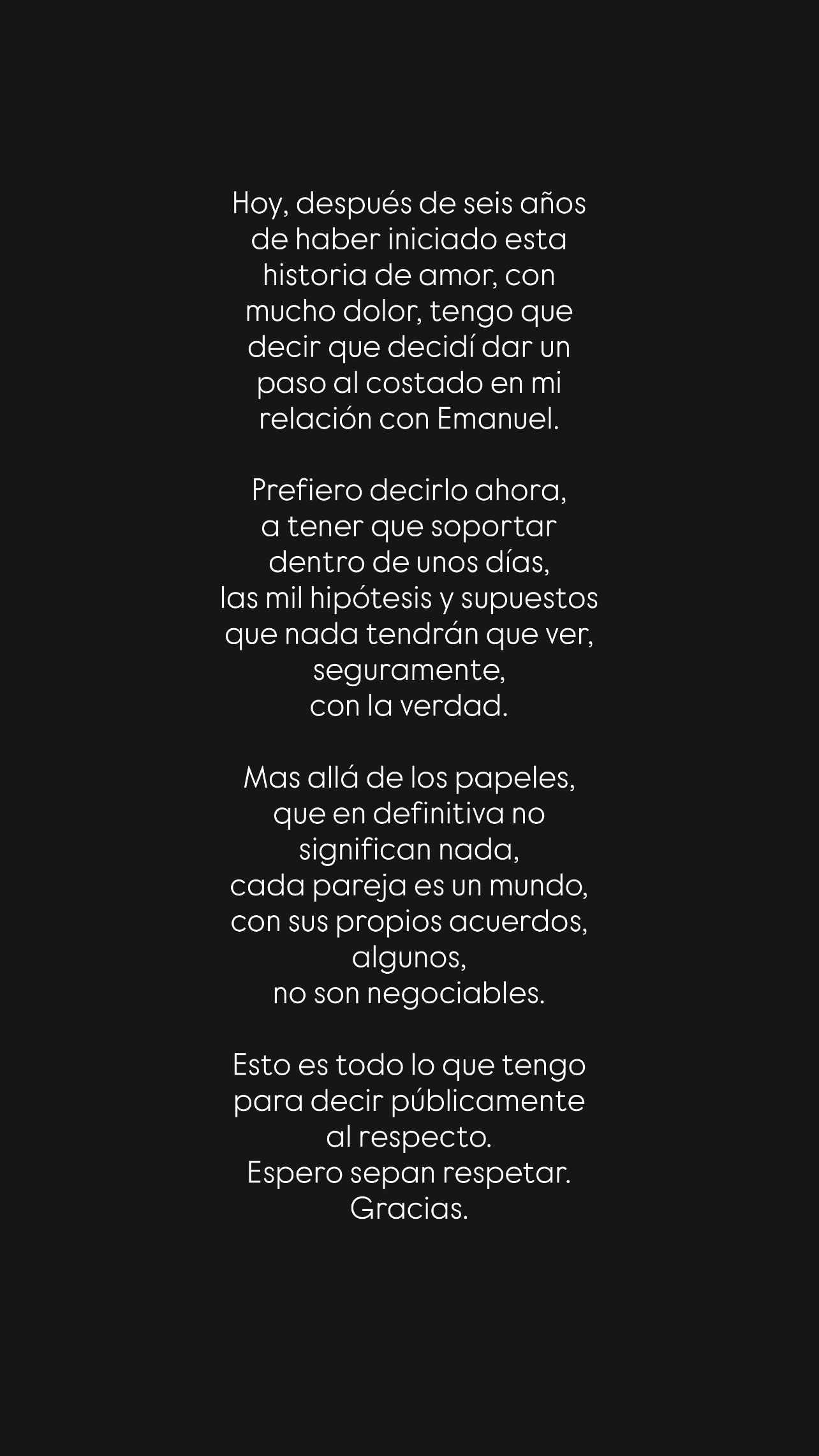 El comunicado de Julieta Prandi