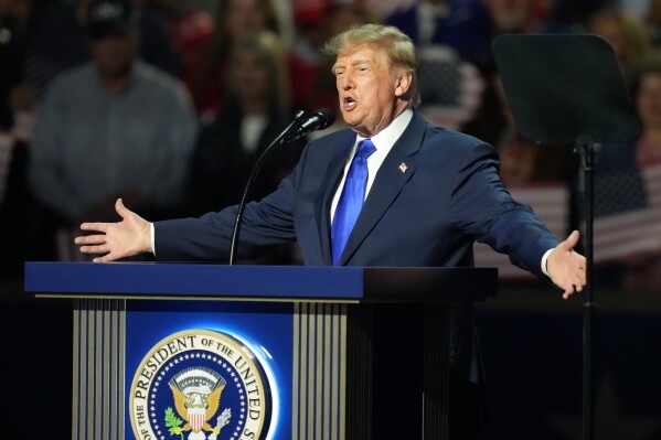 Trump gave his speech in front of a packed stadium of 20,000 people