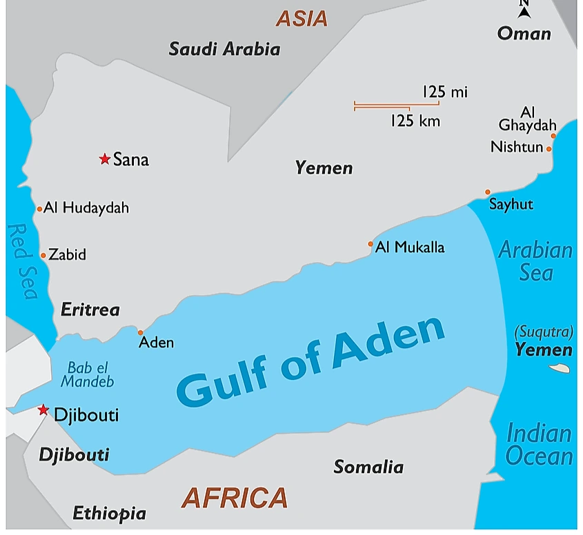 A naval blockade against Saudi Arabia was announced by the Houthis in the Bab el Mandeb Strait, which connects the Red Sea to the Gulf of Aden