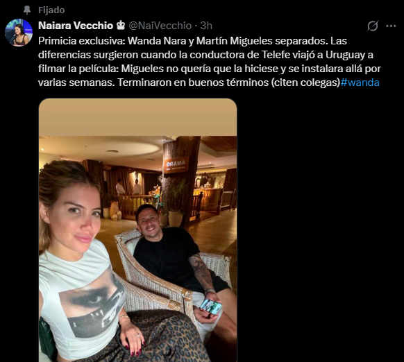 Se filtró la ruptura amorosa de Wanda Nara