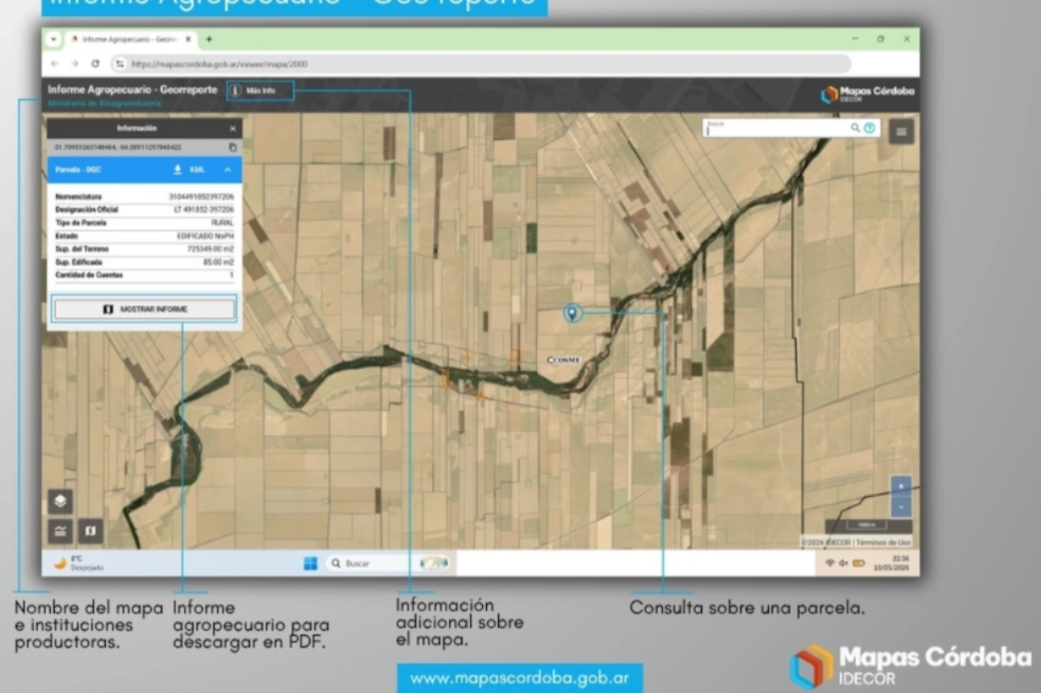 Córdoba lanza la plataforma Geo Reportes Agrícolas para optimizar el monitoreo de los suelos