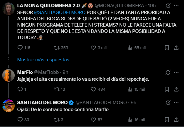 The outrage of a user on X, to which Santiago del Moro responded