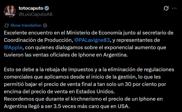 Luis Caputo en X: