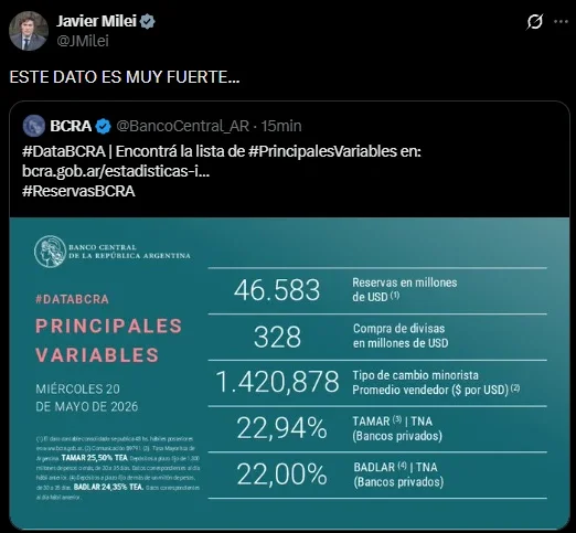 El mensaje de Milei.