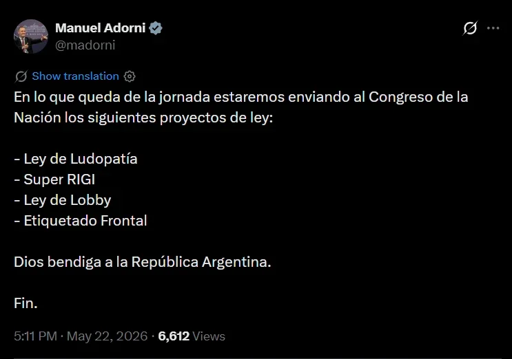 Manuel Adorni on X: